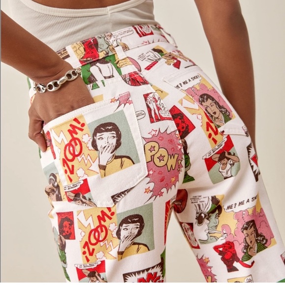 Reformation Denim - Reformation Jeans Womens 30 High Rise Comic Book Print Straight Leg New
